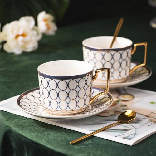 European Bone China Tea Cup Sets Of 2 (4 Count)