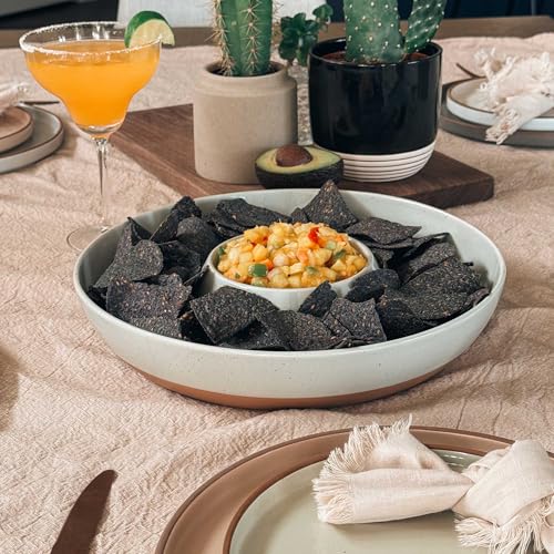 Ceramic Chips and Dip Serving Tray