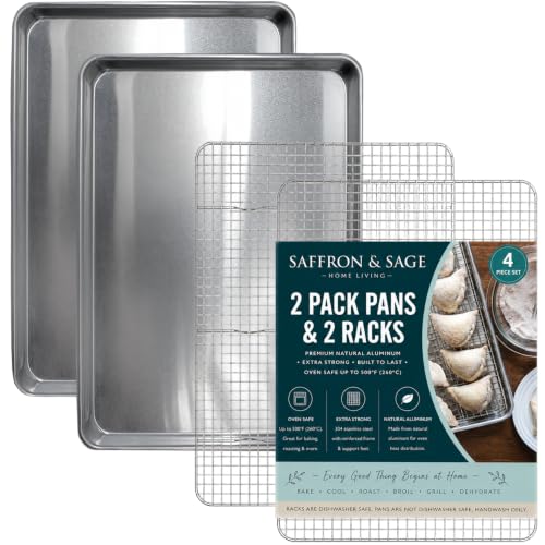 Commercial Quality 2 Pack Cookie Sheet and 2 Pack Rack (4 Count)