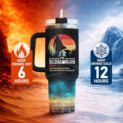 Dadalorian Daddy Dad Funny 40 oz Tumbler with Handle