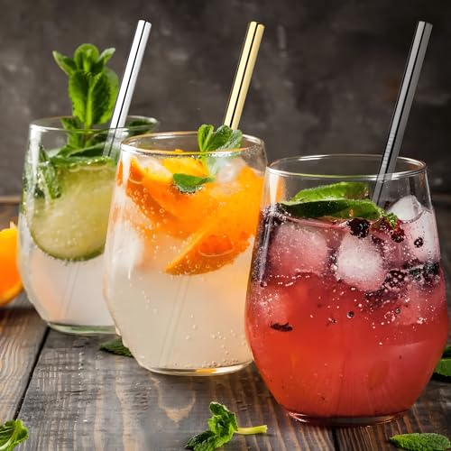 6 Pack 12 Inch Reusable Metal Stainless Steel Straight Straw