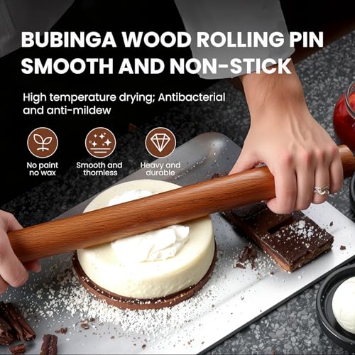 Natural High Density Solid Bubinga Wood French Rolling Pin