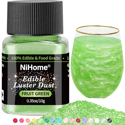 Edible Food Grade Glitter Powder Glimmer Luster Dust Metallic Fancy Food Decorating Sprinkle Glimmery Dust for Drink Wine Beverage Cake Bakery Vegan Allergen