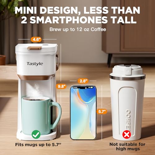 Mini Single Serve Coffee Maker for K Cups and Grounds with Handle