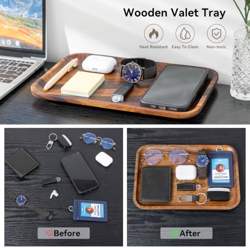 Serving Acacia Wood Valet Tray for Men Women