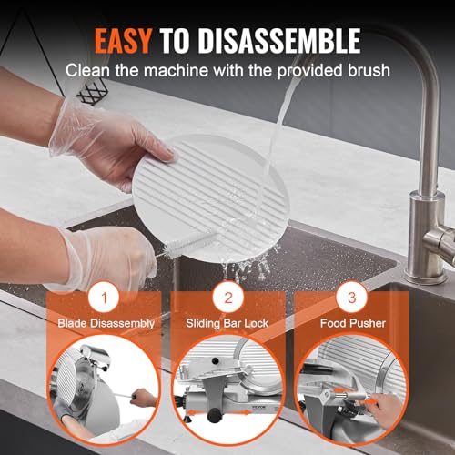 Meat Slicer 340W Electric Deli Food Slicer with 10" SUS420 Stainless Steel Blade and Built