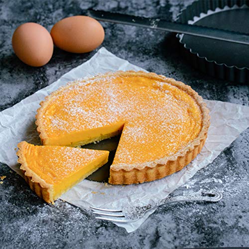 11 & 9 Inch Round Tart Pans with 2Pcs 4'' Mini Pans. Removable Bottom
