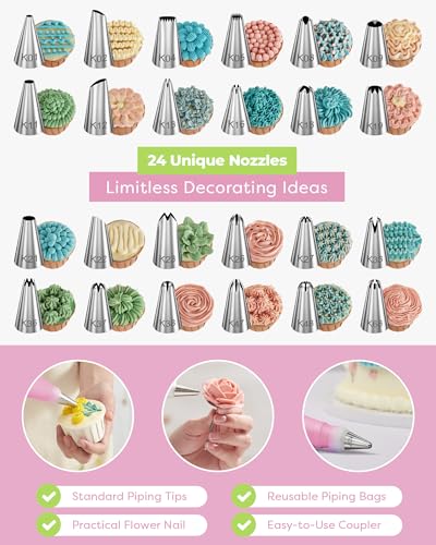 32 Piping Bags and Tips Set Frosting Piping Kit for Beginners & Pros (32 Count)