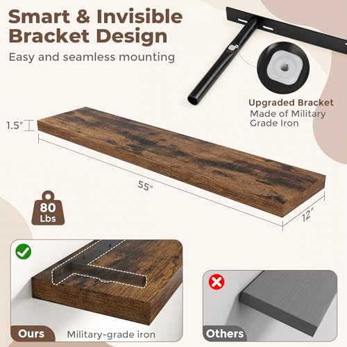 55 Inch Fireplace Mantel Shelf