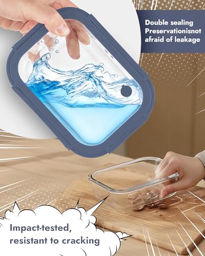 12 Pack Glass Containers with Tempered Lids (12 Count)