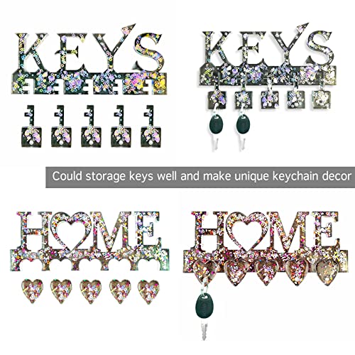 2Pcs Key Holder Resin Molds Wall Decor Unique Silicone Keychain Pendant Resin Mold for Epoxy Casting Wall Mounted Key Hangers Storage Organizer Home Decoration DIY Gift (2 Count)