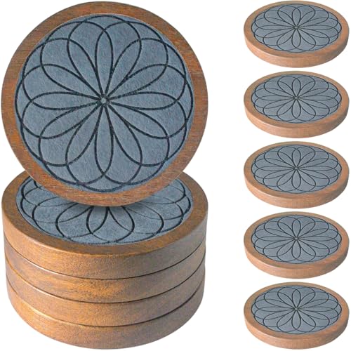 5 Pack Wood Coasters for Drinks