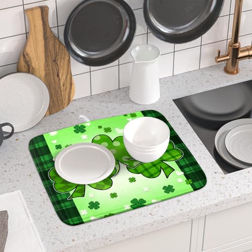 St Patrick's Day Shamrocks Dish Drying Mat 16x18 Inch