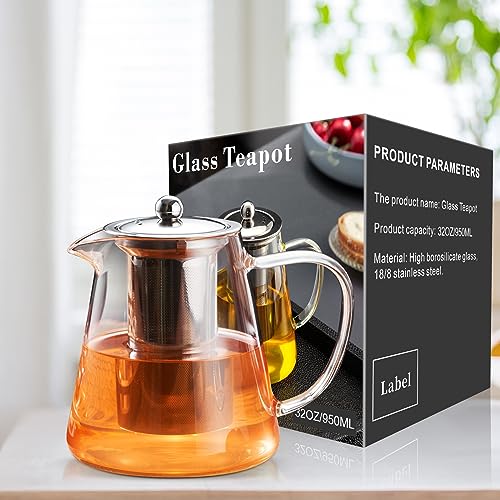 Glass Teapot Stovetop 32 OZ