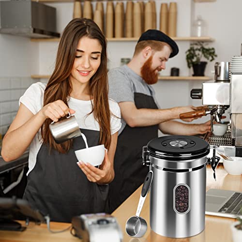 1800ML Airtight Coffee Canister with Date Tracker&Transparent Window