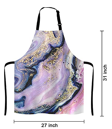 Marble Apron Colorful Natural Luxury Gouache Landscape Unisex Kitchen Bib with Adjustable Neck for Cooking Gardening