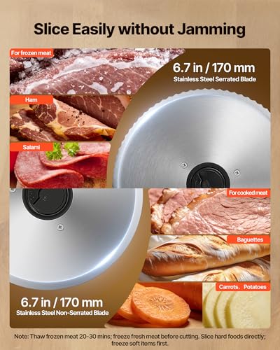 Meat Slicer 6.7" Electric Deli Slicer Machine with 2 SUS420 Blades