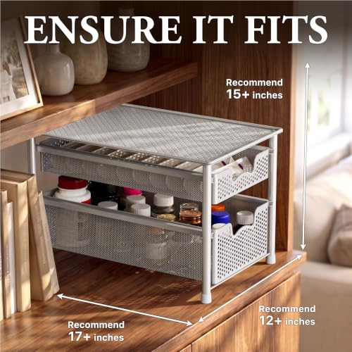 Stackable 2 Tier Sliding Basket Organizer Drawer