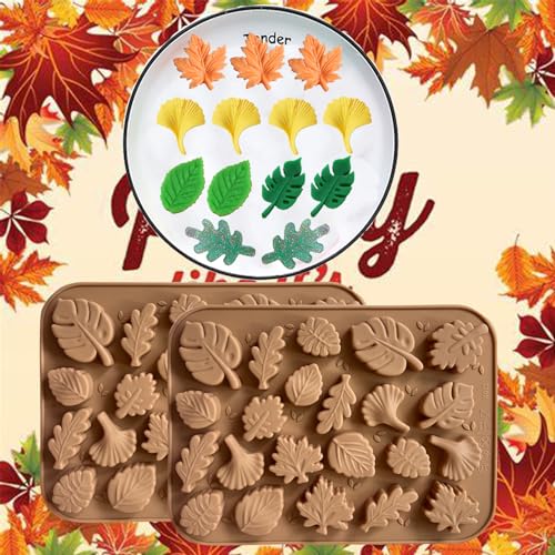 2PCS Mini Leaf Chocolate Mold Fall Chocolate Molds (2 Count)