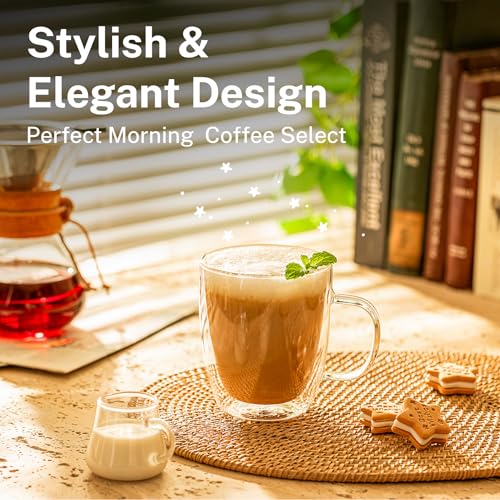 12.5oz Borosilicate Glass Coffee Mugs Set of 4 (4 Count)