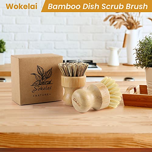 Bamboo Dish Scrub Brushes Set for Kitchen (2 Count)