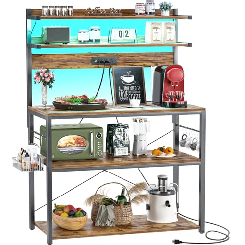 Bakers Rack with Power Outlet & RGB LED