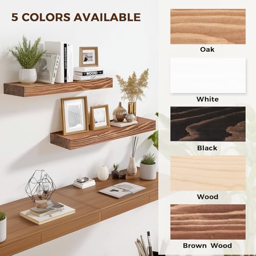 Solid Wood Floating Shelves (2 Count)