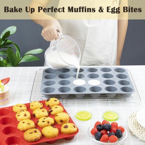 24 Cups Silicone Mini Muffin Pan Set (2 Count)