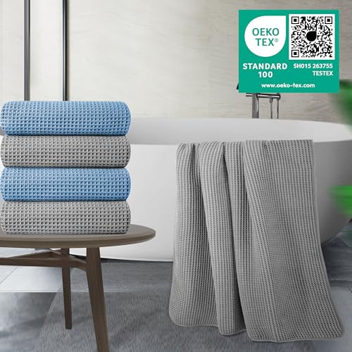 430 GSM Poly Blend Microfiber Quick Dry Waffle Bath Towel (4 Count)