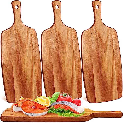 3 Pcs Acacia Wood Cutting Board with Handle (3 Count)