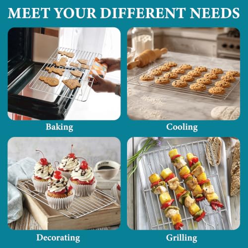 Cooling Rack Silver Stainless Steel Baking Rack for Oven (4 Count)