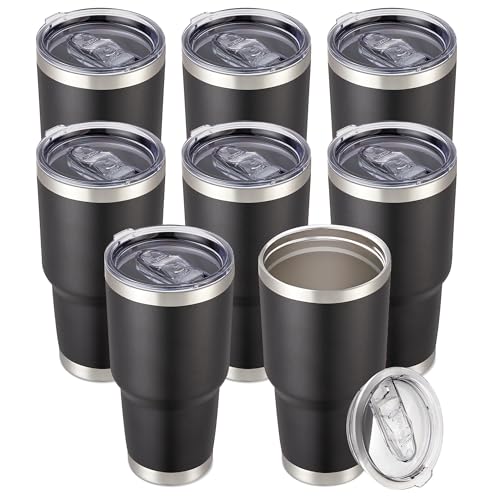 30 oz Tumbler with Lid Stainless Steel Tumblers Bulk (8 Count)