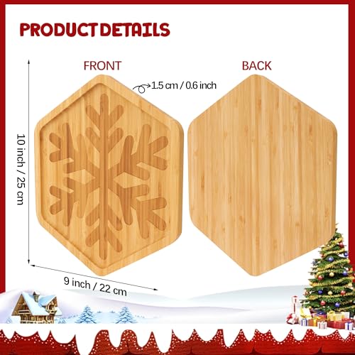 Christmas Hexagonal Bamboo Serving Tray with Laser