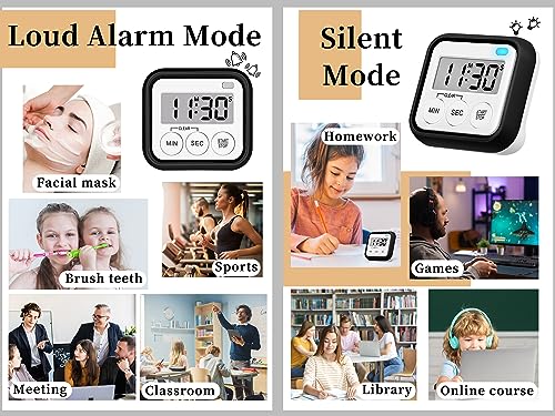Timer Kitchen Timers for Cooking Classroom Timer for Kids Teachers Magnetic Digital Timers 2 Pack (2 Count)