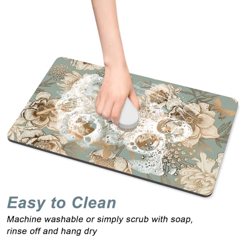 Coffee Mat 12" x 19" Cute Coffee Bar Mats for Espresso Machine Station Accessories and Organizer