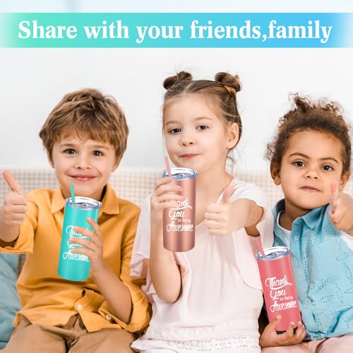 12 Sets Thank You Gifts Tumbler 16 Oz with Lid Straw