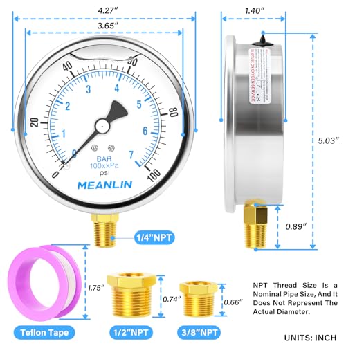 0~100Psi Stainless Steel 1