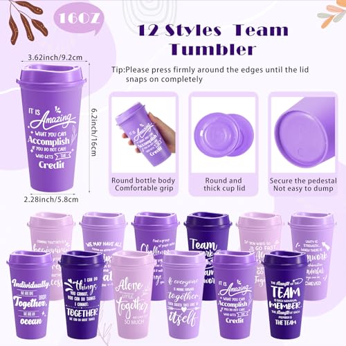 12 Set 48 Pcs Team Appreciation Gift Set Inspirational Employee Appreciation Gift Bulk 16 oz Coffee Cups with Team Notebook Pen Keychains for Staff Teacher (12 Count)
