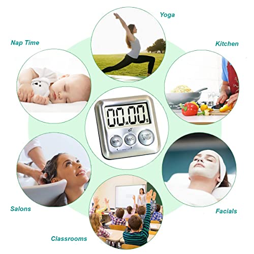 Elegant Digital Kitchen Timer Stainless Steel (6 Count)