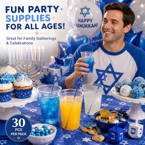 30 Pcs Hanukkah Drink Stirrers Hexagram Star Stir Sticks (30 Count)