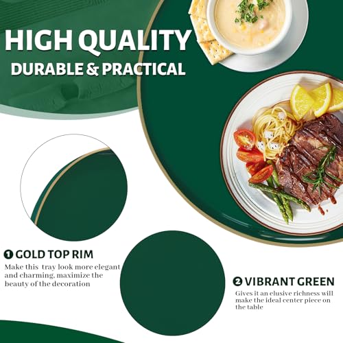 13" Dark Green Decorative Tray