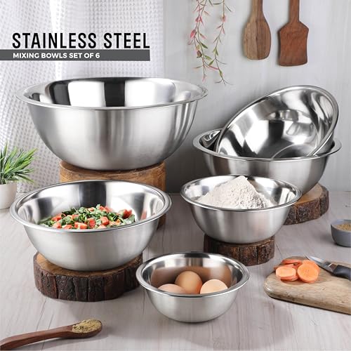 Set of 6 Premium Stainless Steel Mixing Bowls Set (5 Count)
