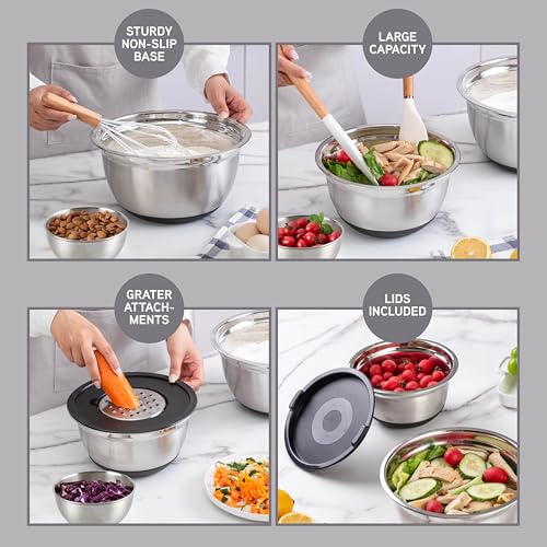 Stainless Steel Mixing Bowls Set with Lids