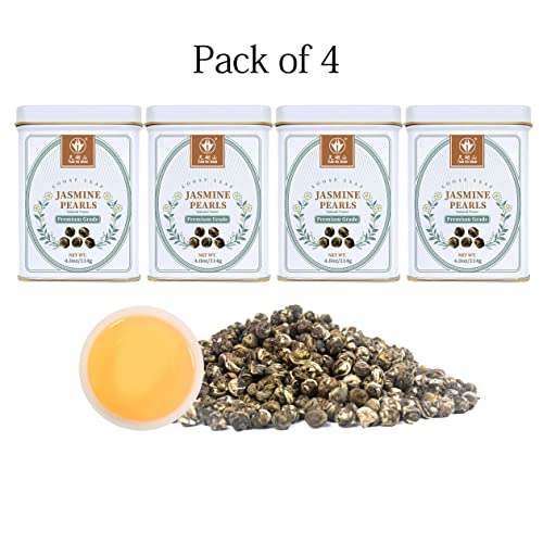 Jasmine Dragon Pearls Green Tea Loose Leaf 4oz *4tin (16 Ounce)