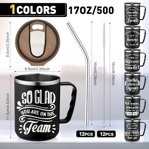 12 Pcs Employee Appreciation Gifts Bulk 17 oz Travel Coffee Mug with Lid Handle for Women Thank You Gifts Stainless Steel Tumblers Insulated Mug for Coworker Teacher (12 Count)