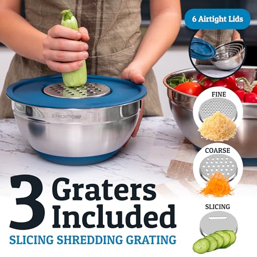 6Pc Stainless Steel Mixing Bowls with Lids Set