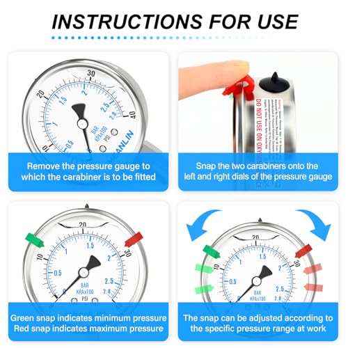 0~40Psi Liquid Filled Pressure Gauge Stainless Steel 2.5" FACE DIAL 1