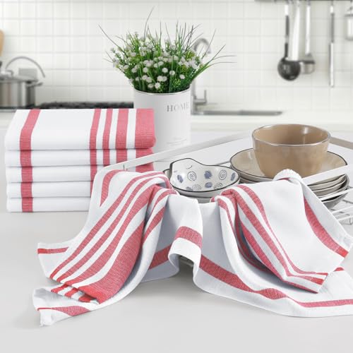 Premium Cotton Stripe Kitchen Towels 8 Pack (8 Count)