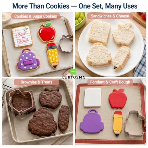 4 Piece Back to School Cookie Cutters Set