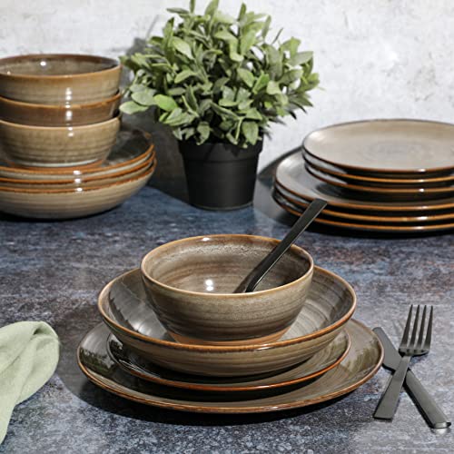 16 Piece Dreamweaver Double Bowl Terracotta Reactive Dinnerware Set